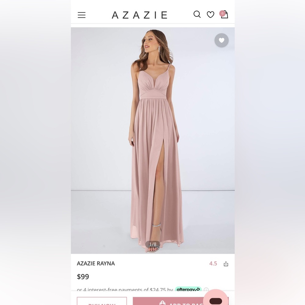 Azazie Rayna Bridesmaid Dress - size A4 - Dusty Rose